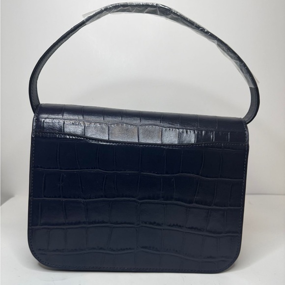 COACH Brynn Crossbody Crocodile Embossed Flap Leather Bag Blue - Picture 3 of 15